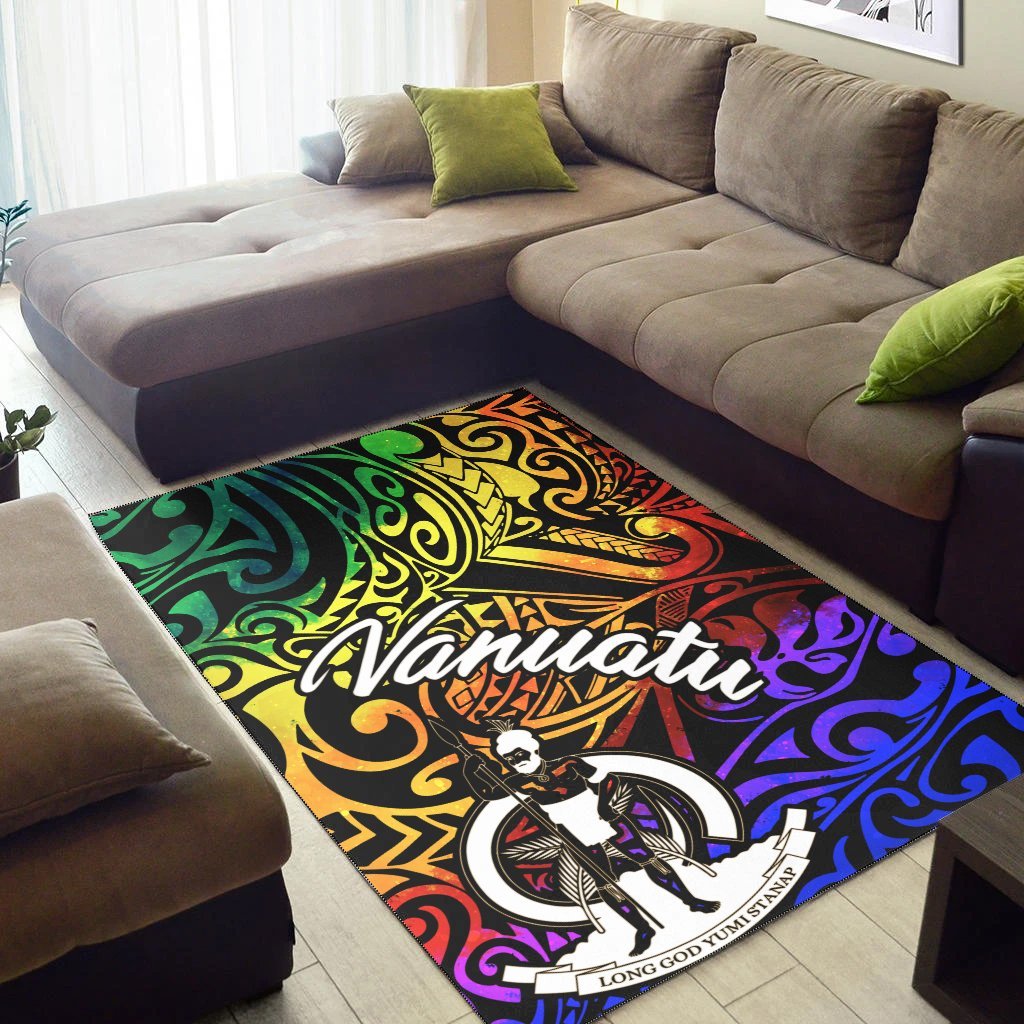 Vanuatu Area Rug - Rainbow Polynesian Pattern - Vibe Hoodie Shop