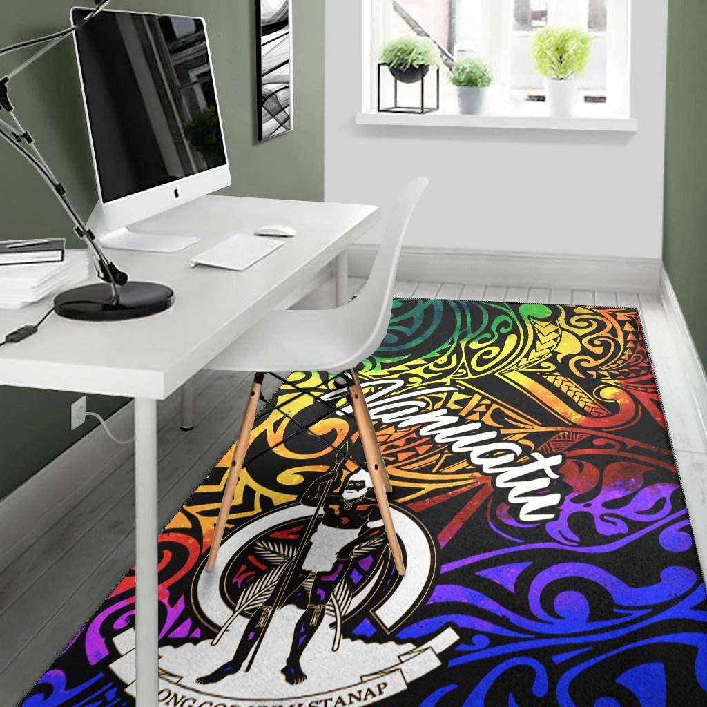 Vanuatu Area Rug - Rainbow Polynesian Pattern - Vibe Hoodie Shop