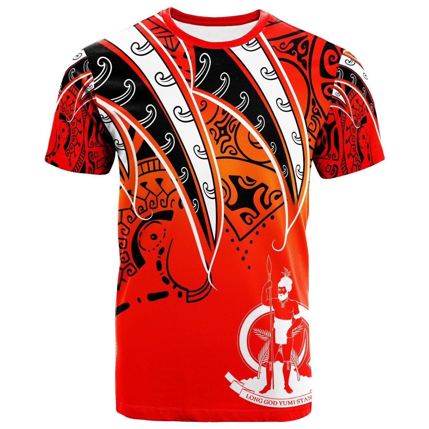 Vanuatu T shirt - Tropical Leaf Red Gradient Style - Vibe Hoodie Shop