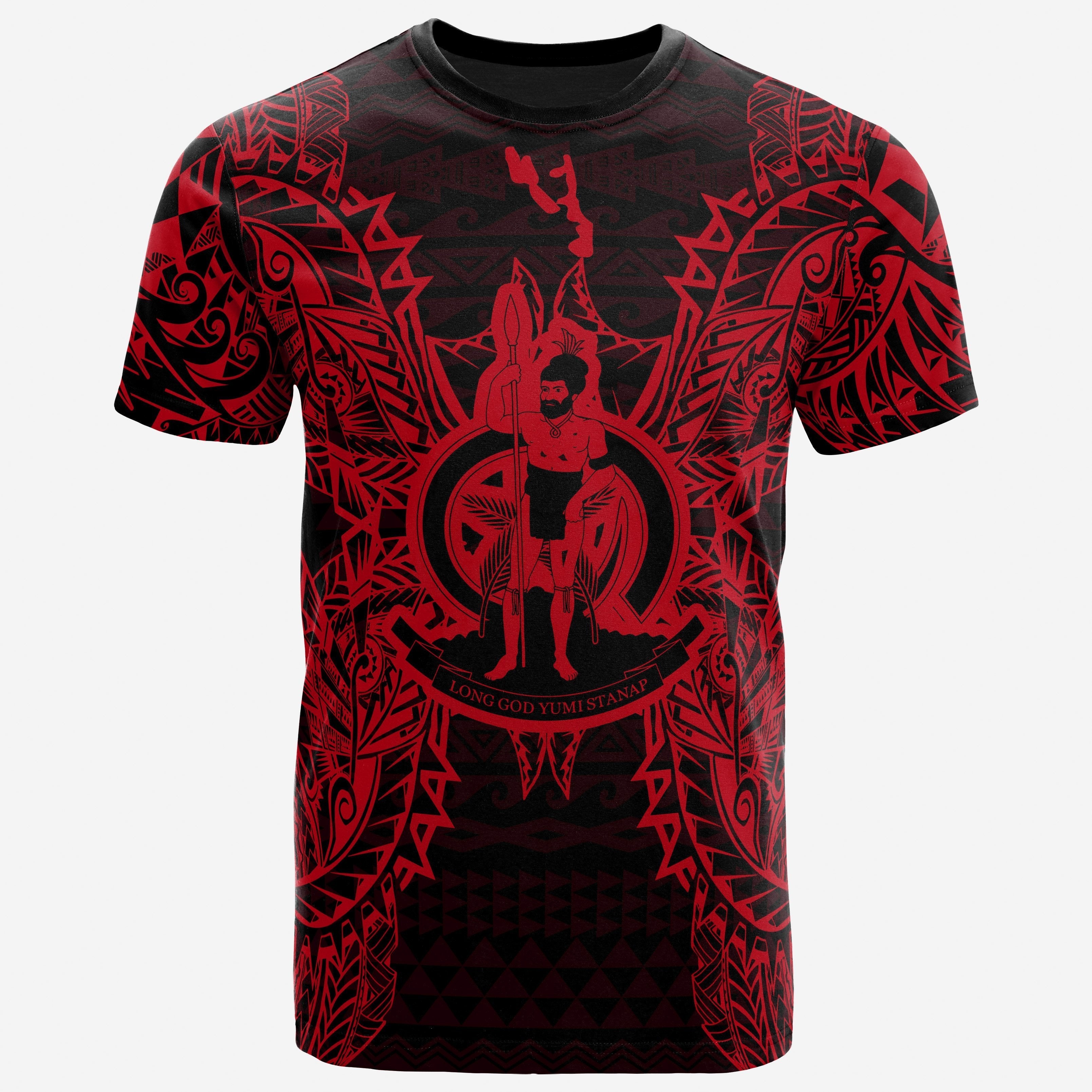 Vibe Hoodie Vanuatu All T shirt - Vanuatu Coat Of Arms Map Polynesian Tattoo Red - Vibe Hoodie Shop