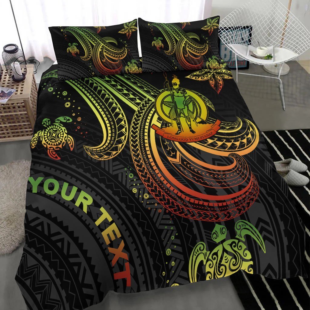 Vanuatu Custom Personalised Bedding Set - Reggae Turtle - Vibe Hoodie Shop