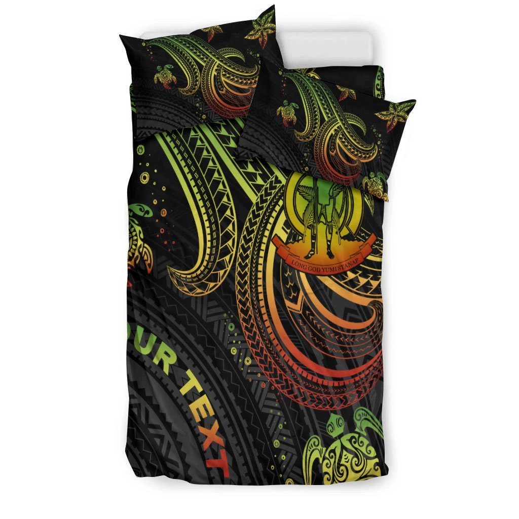 Vanuatu Custom Personalised Bedding Set - Reggae Turtle - Vibe Hoodie Shop