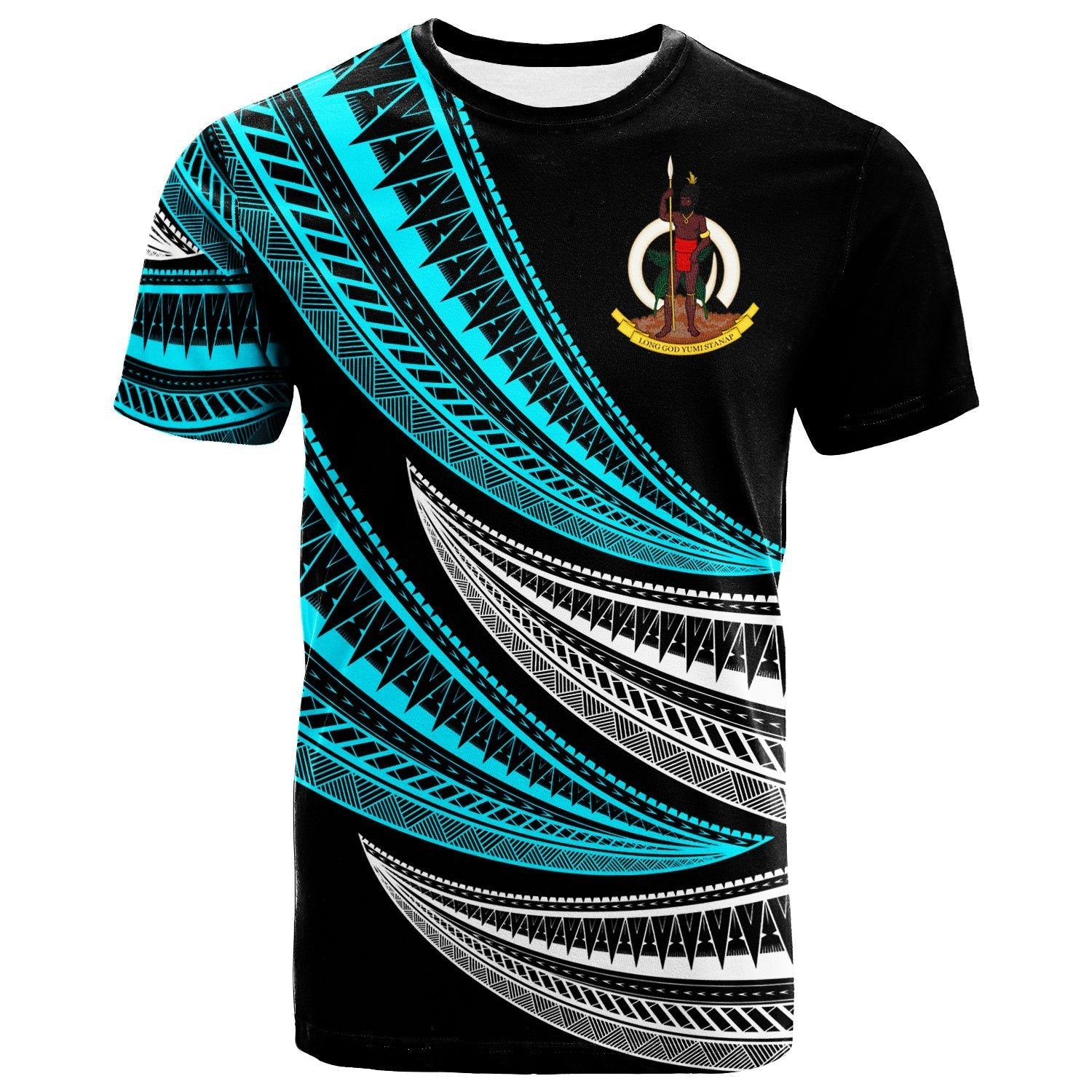 Vanuatu Custom Personalised T shirt - Wave Pattern Alternating - Vibe Hoodie Shop