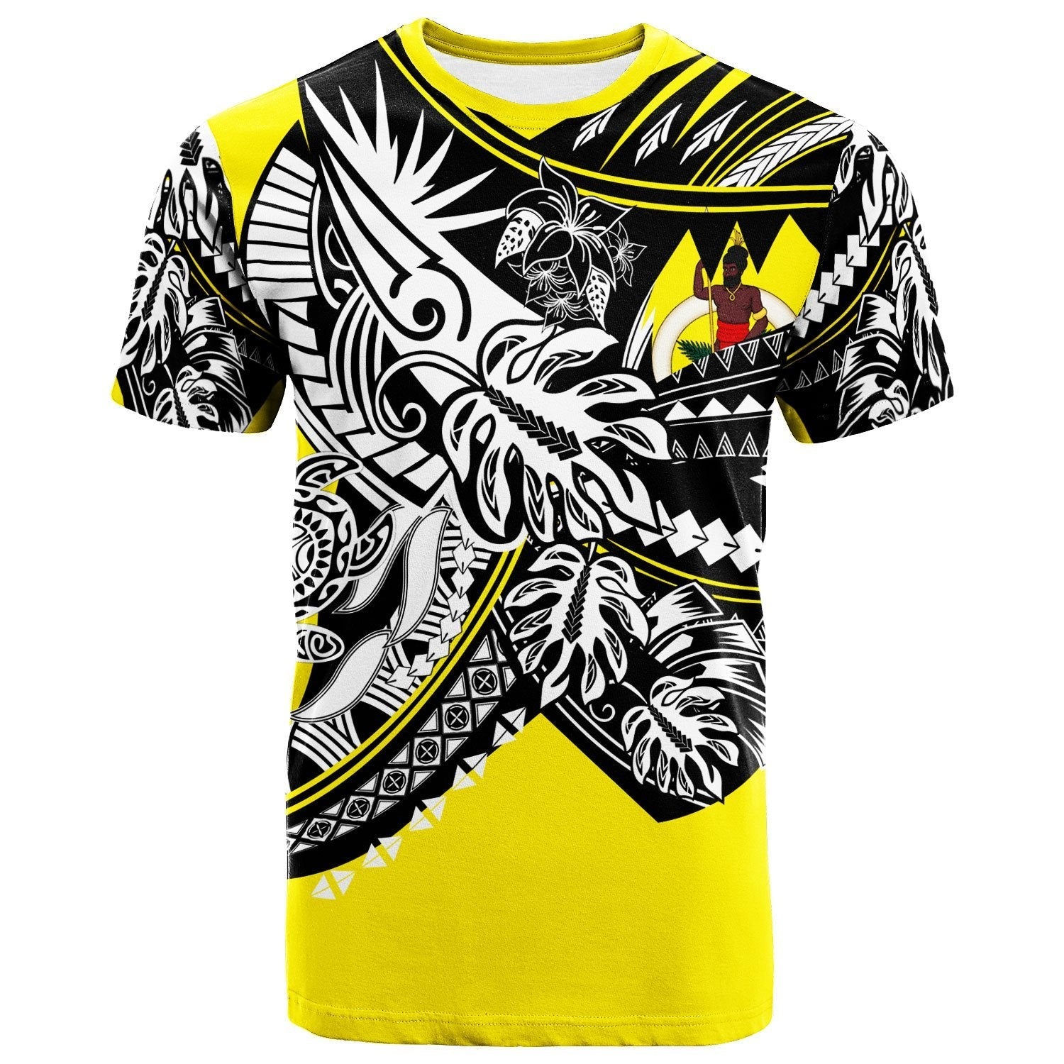 Vanuatu T shirt - Tribal Jungle Yellow Pattern - Vibe Hoodie Shop