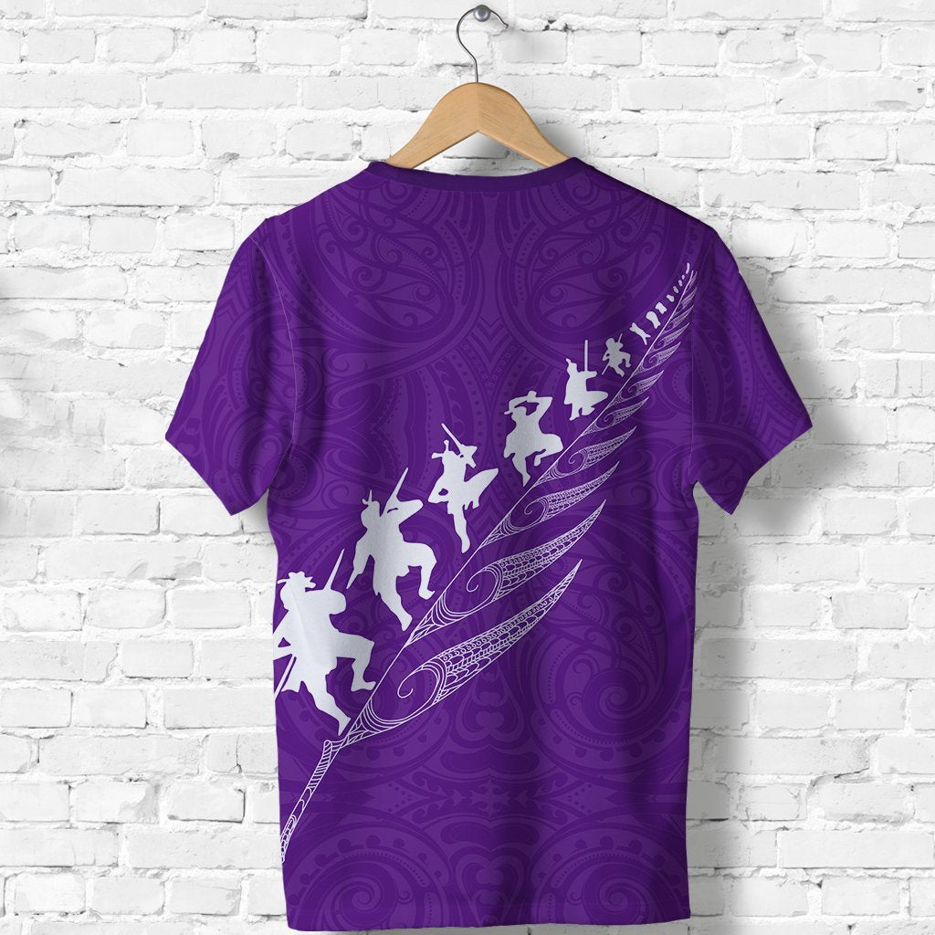 New Zealand Shirt, Rugby Haka Fern T shirt Violet - Vibe Hoodie Shop