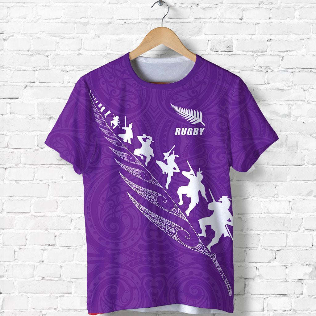 New Zealand Shirt, Rugby Haka Fern T shirt Violet - Vibe Hoodie Shop