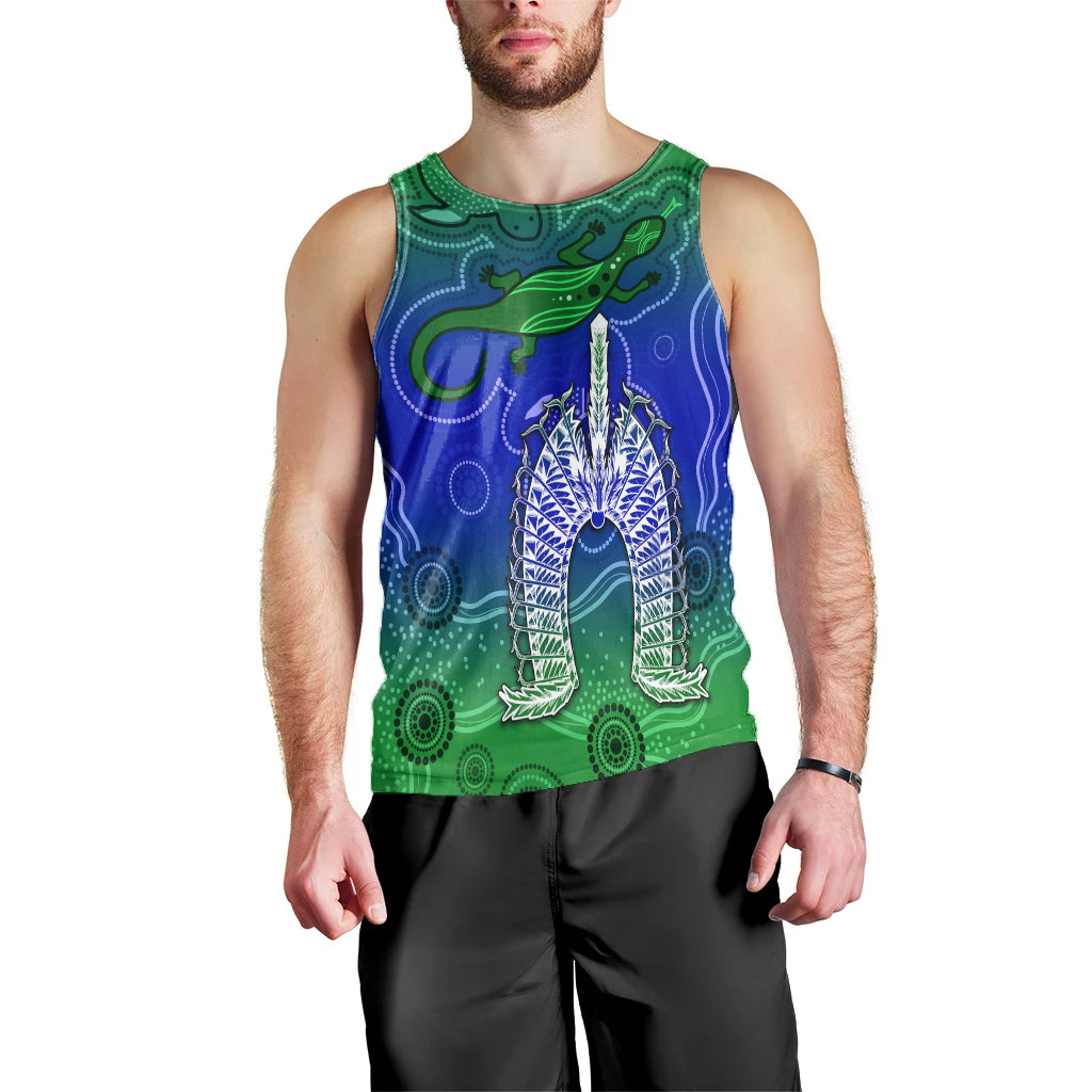 Torres Strait Islands Men Tank Top Aboriginal Art Lizard Symbol Peace - Vibe Hoodie Shop