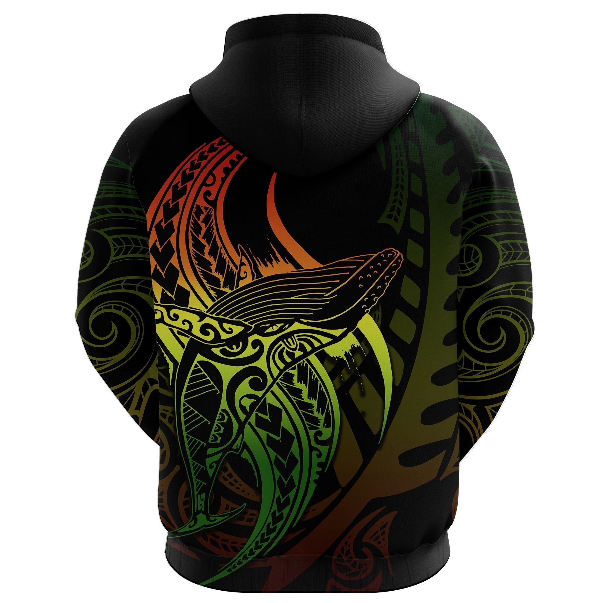 Maori Hoodie Whale Tattoo, Humpback Whales New Zealand Pullover Hoodie Rasta - Vibe Hoodie Shop