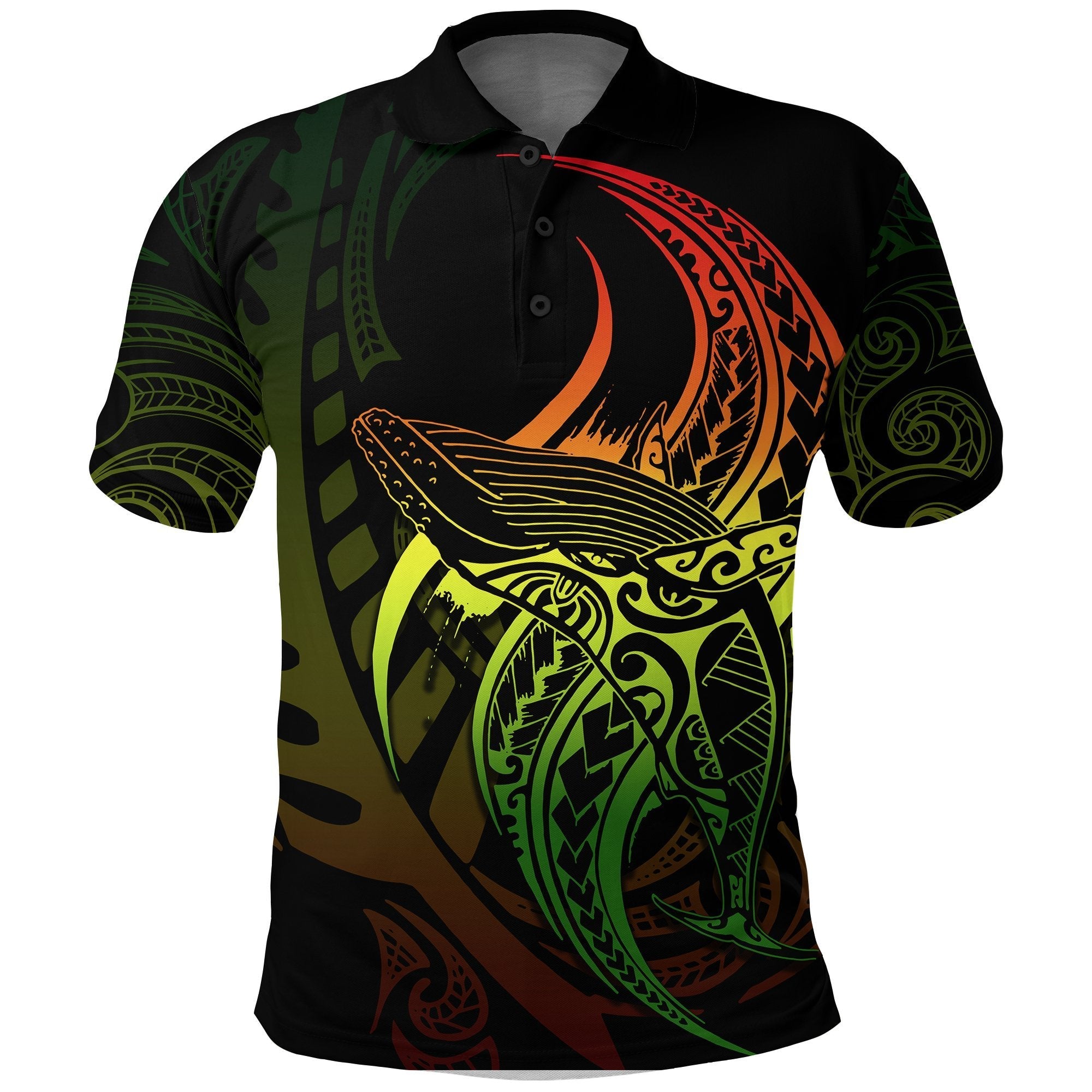 Maori Polo Shirt Whale Tattoo, Humpback Whales New Zealand Golf Shirt Rasta - Vibe Hoodie Shop