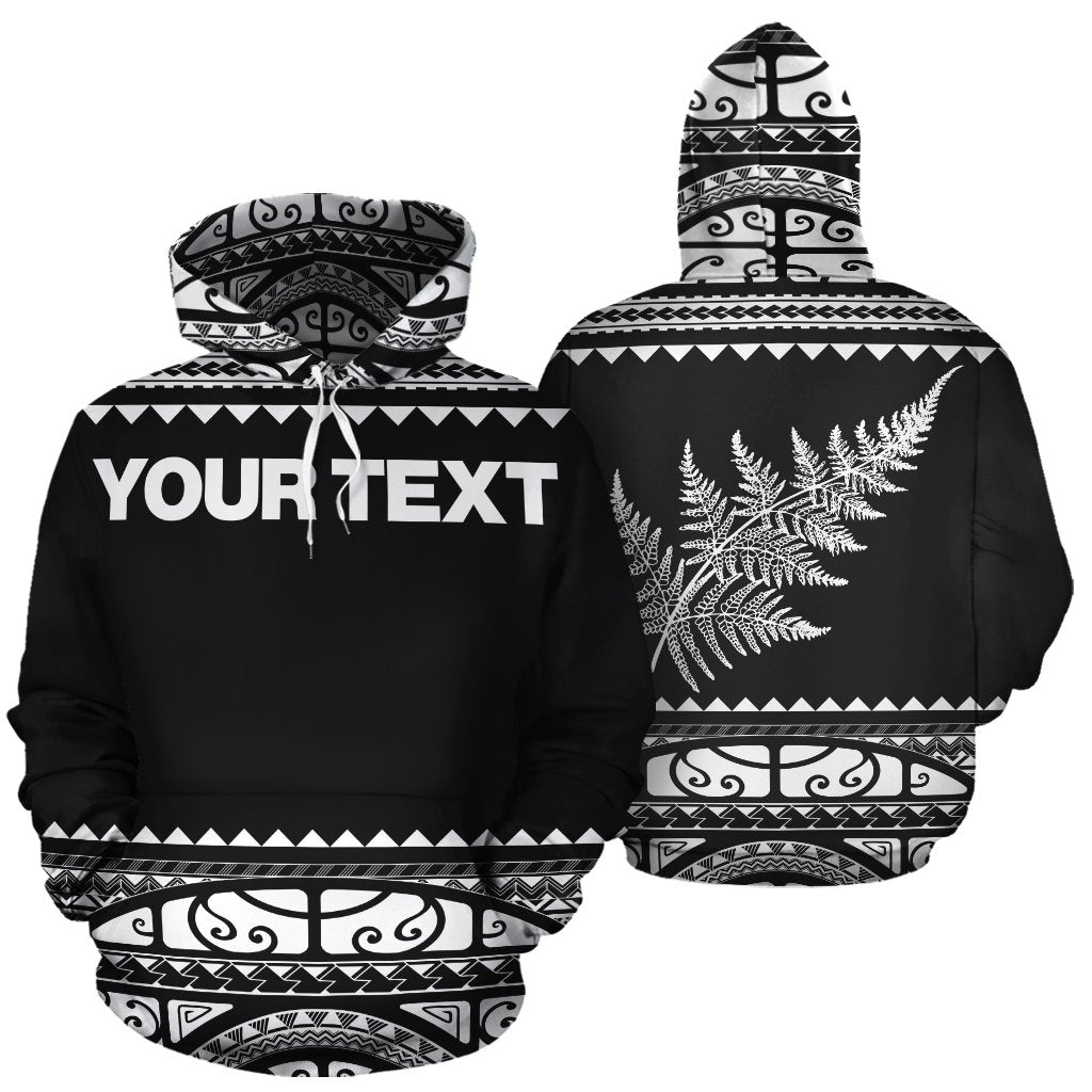 New Zealand Maori Hoodie, Aotearoa Silver Fern Pullover Hoodie White - Customized - Vibe Hoodie Shop