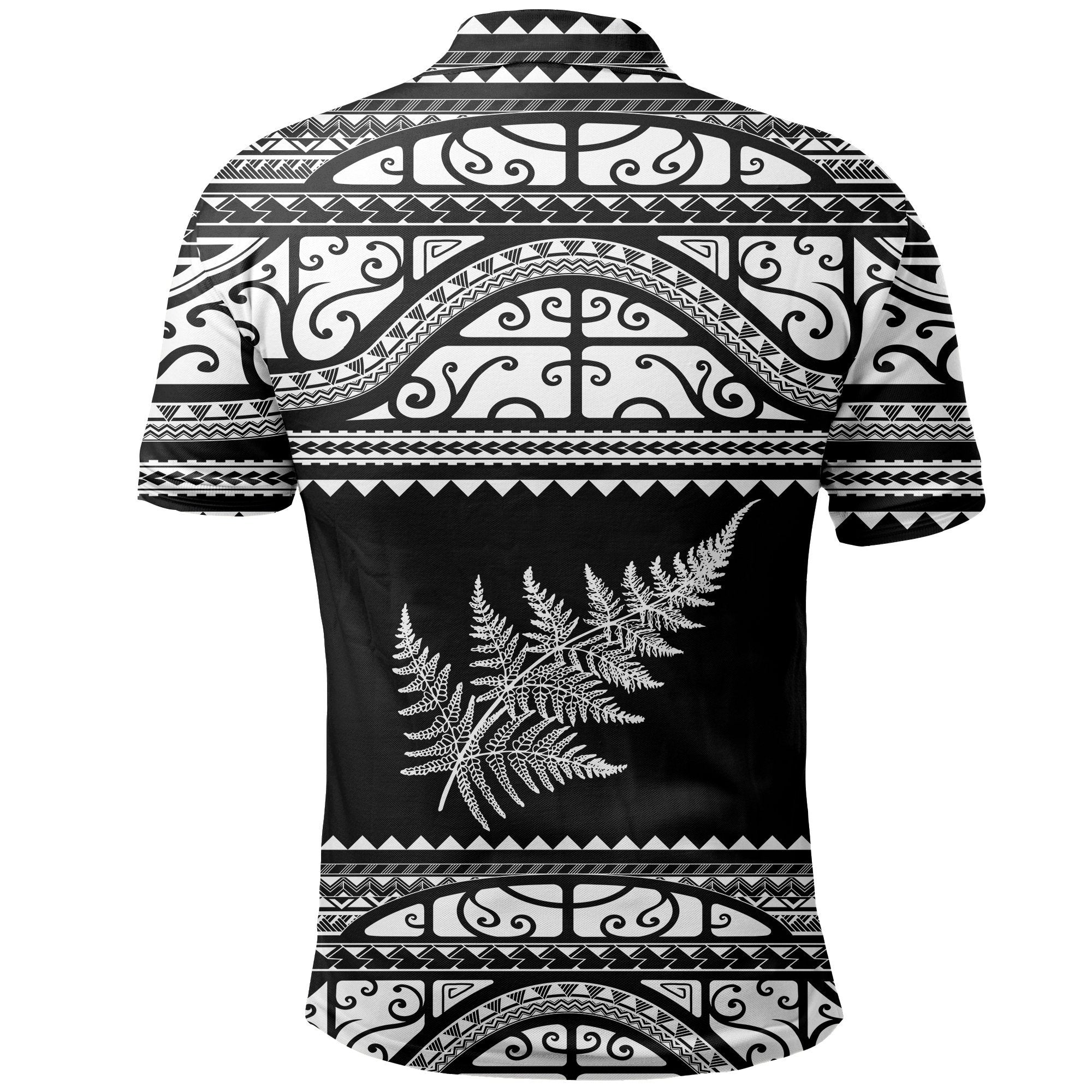 Aotearoa New Zealand Maori Polo Shirt Silver Fern - White - Vibe Hoodie Shop