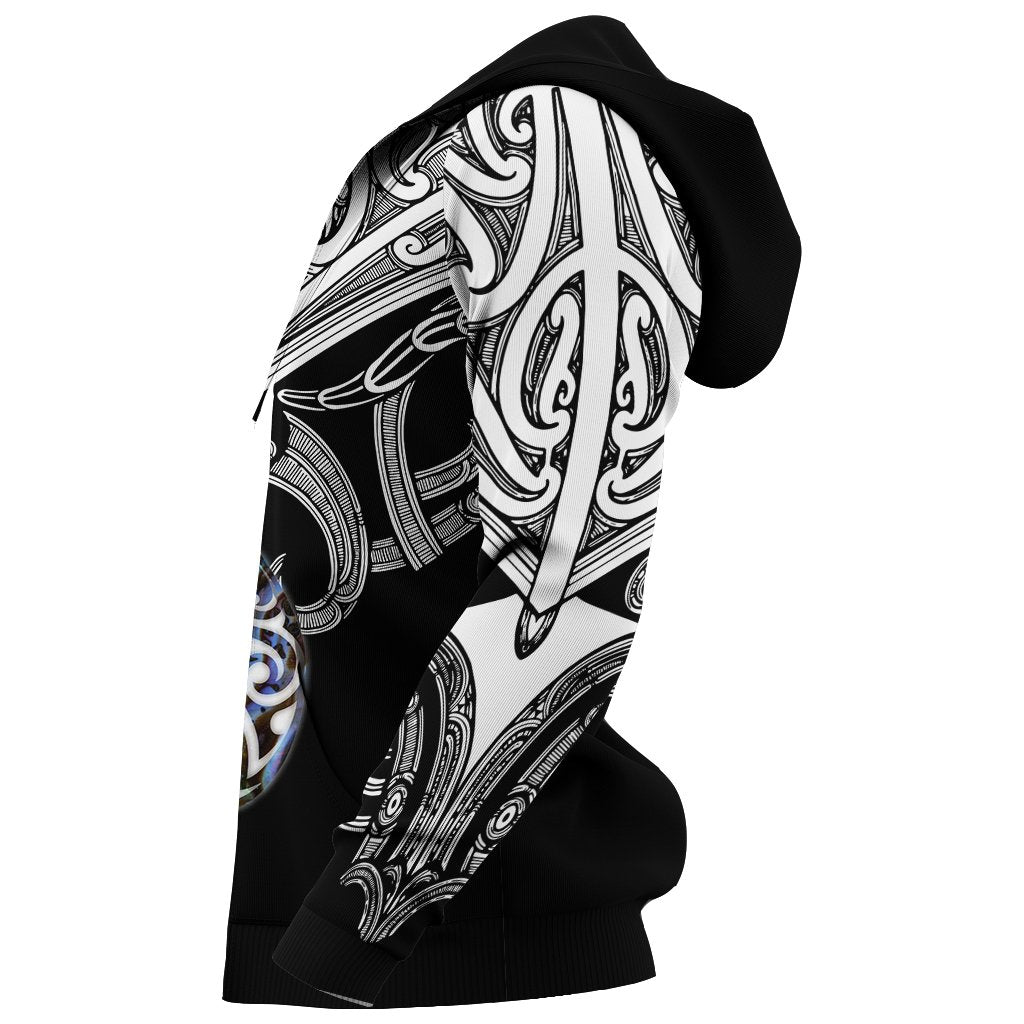 Maori Tattoo Hoodie Hei Matau Abalone White - Vibe Hoodie Shop