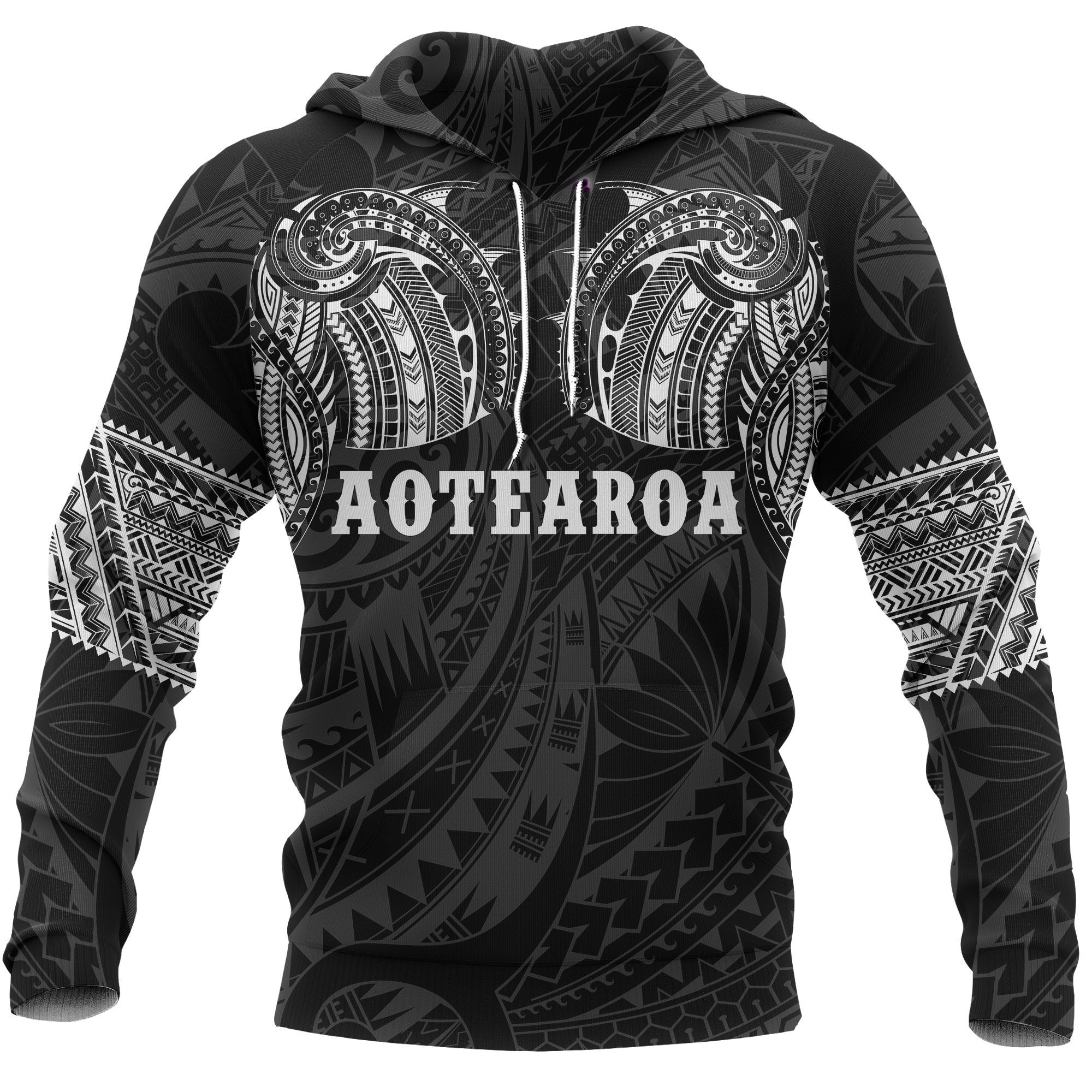 Maori Hoodie, New Zealand Aotearoa Tattoo All Over Print Hoodie - Vibe Hoodie Shop