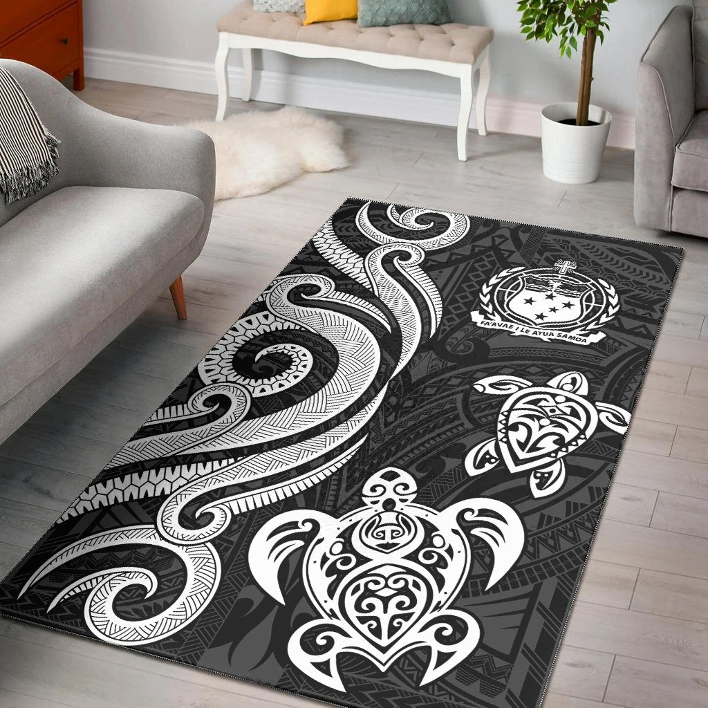 Samoa Area Rug - White Tentacle Turtle - Vibe Hoodie Shop