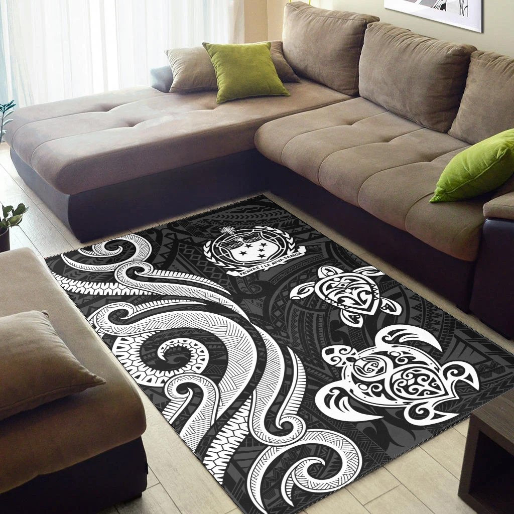 Samoa Area Rug - White Tentacle Turtle - Vibe Hoodie Shop