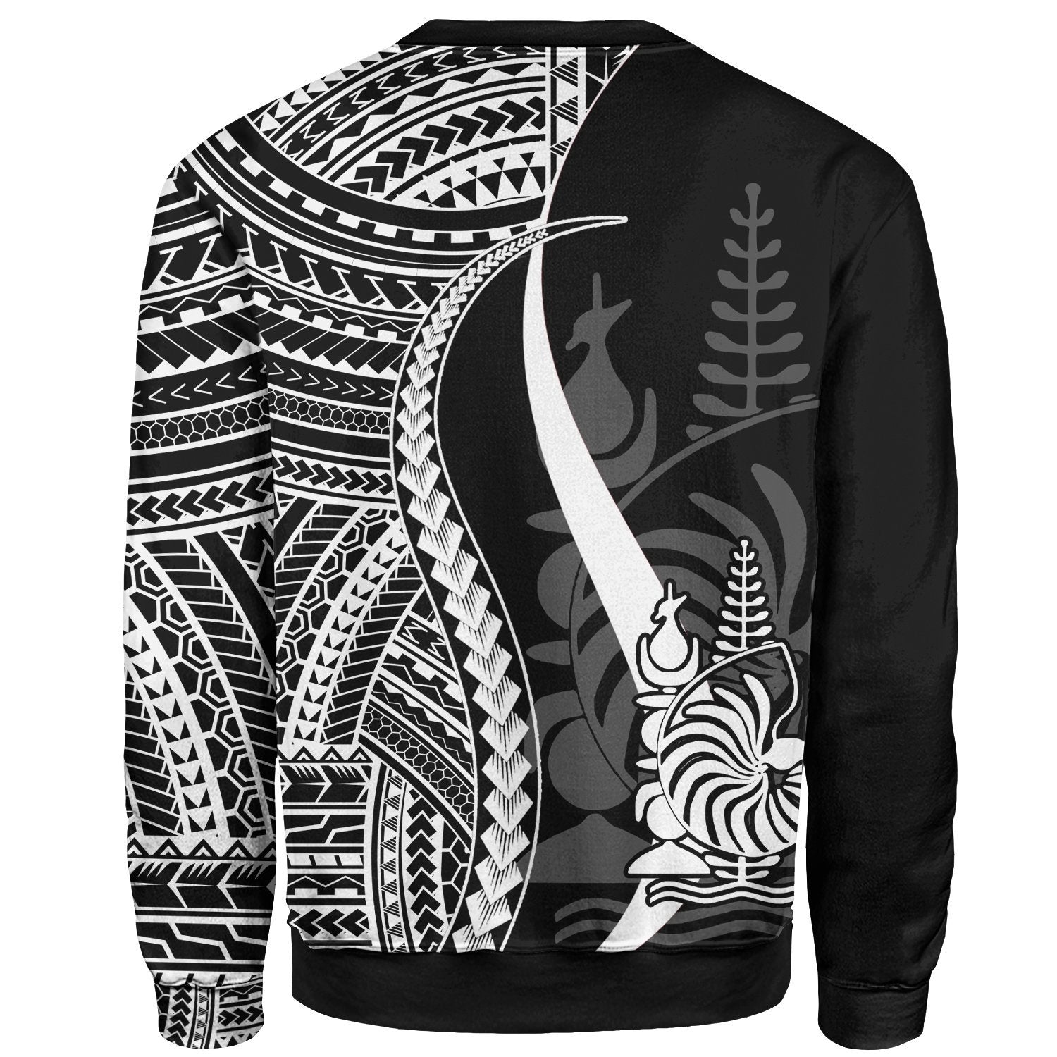 New Caledonia Custom Personalised Sweatshirt - White Polynesian Tentacle Tribal Pattern Crest - Vibe Hoodie Shop