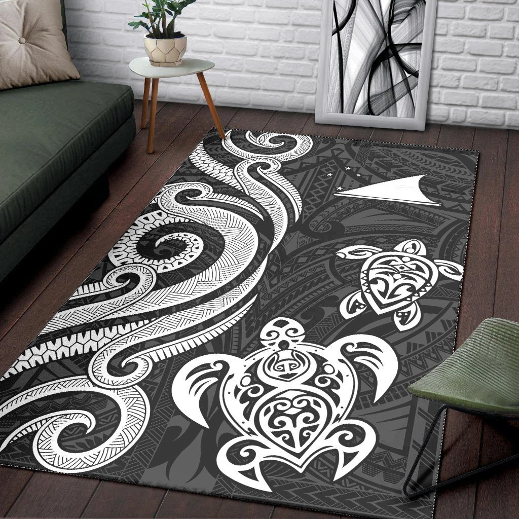 Tokelau Area Rug - White Tentacle Turtle - Vibe Hoodie Shop