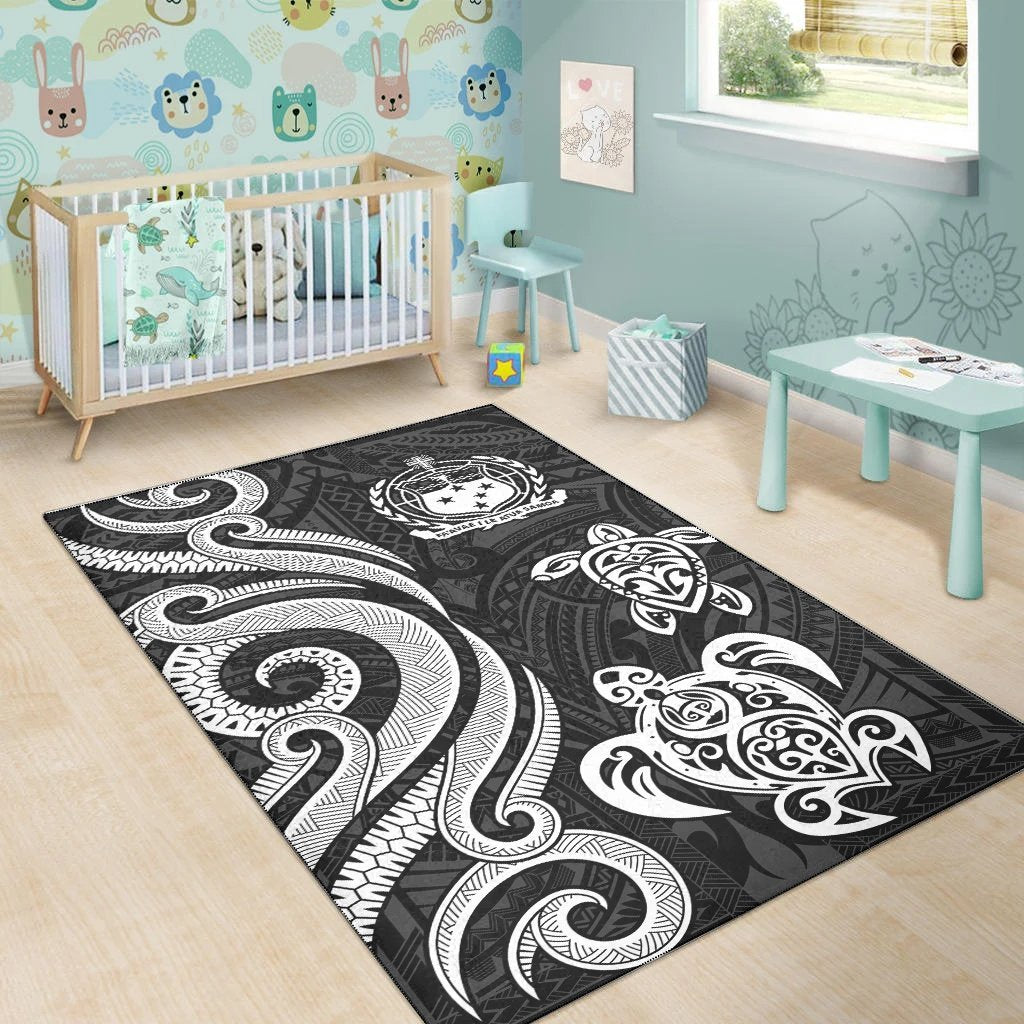 Samoa Area Rug - White Tentacle Turtle - Vibe Hoodie Shop