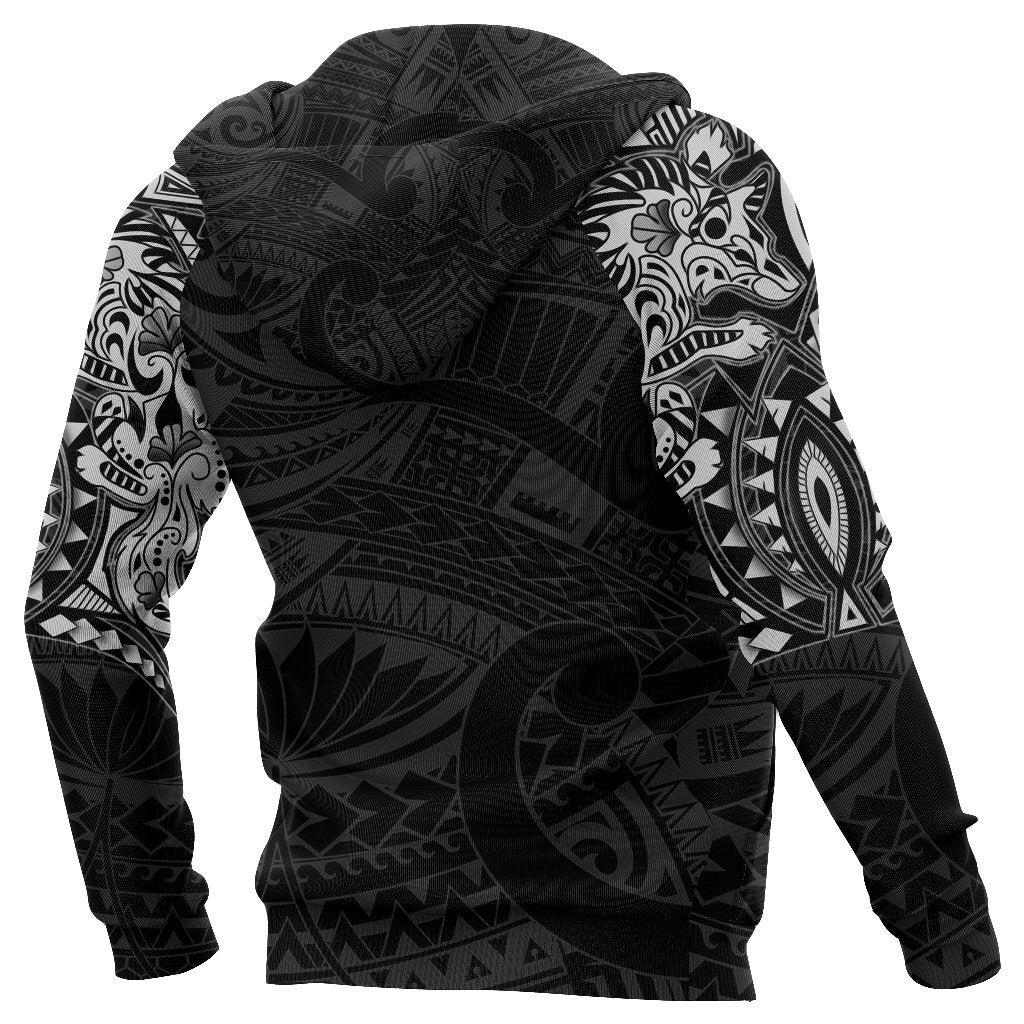 New Zealand Hoodie, Maori Tattoo Wolf Dragon Pullover Hoodie - White - Vibe Hoodie Shop