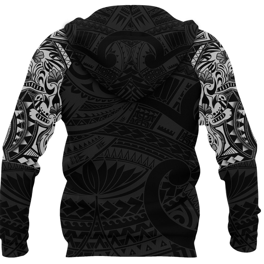 New Zealand Zip Up Hoodie, Maori Tattoo Wolf Dragon Zipper Hoodie - White - Vibe Hoodie Shop