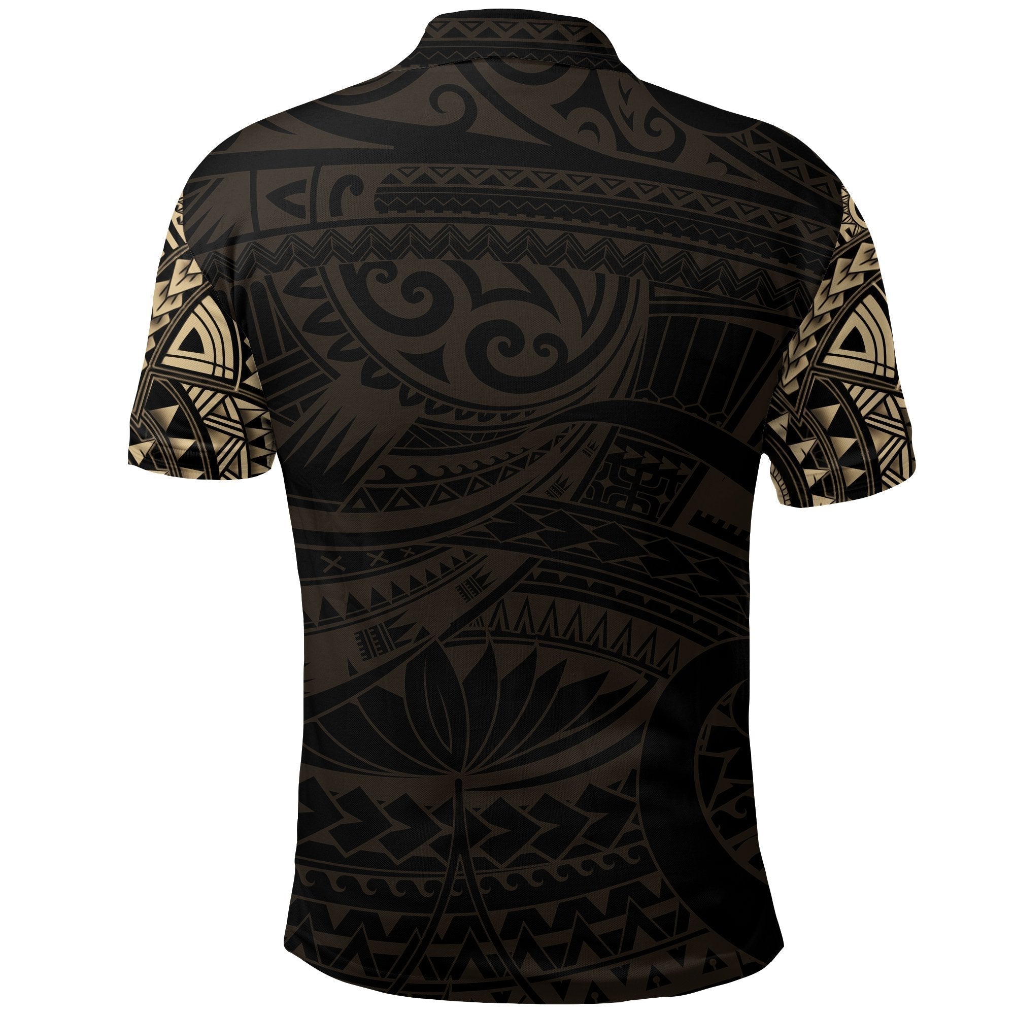 New Zealand Polo Shirt, Maori Tattoo Wolf Dragon Golf Shirt - Gold - Vibe Hoodie Shop