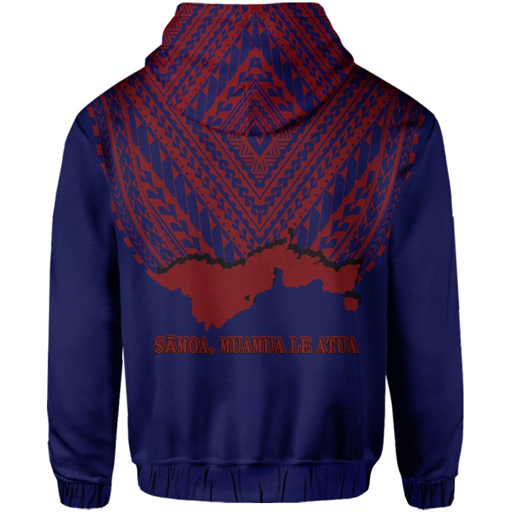 American Samoa Coat Of Arms Polynesian Hoodie - One Side Style Blue Red - - Vibe Hoodie Shop