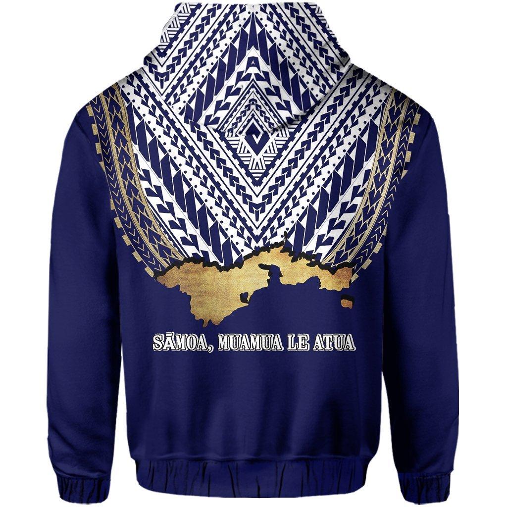 American Samoa Coat Of Arms Polynesian Hoodie Ver 2 - One Side Style Blue - Vibe Hoodie Shop