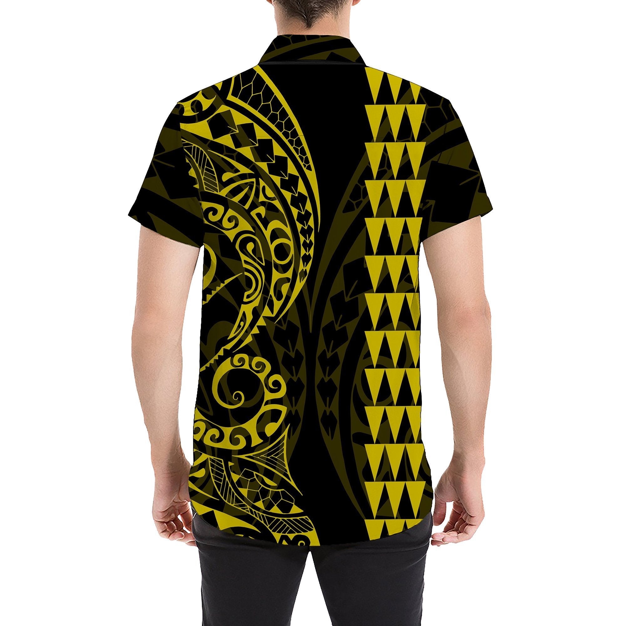 Tahiti Polynesian Short Sleeve Shirt Yellow - Vibe Hoodie Shop