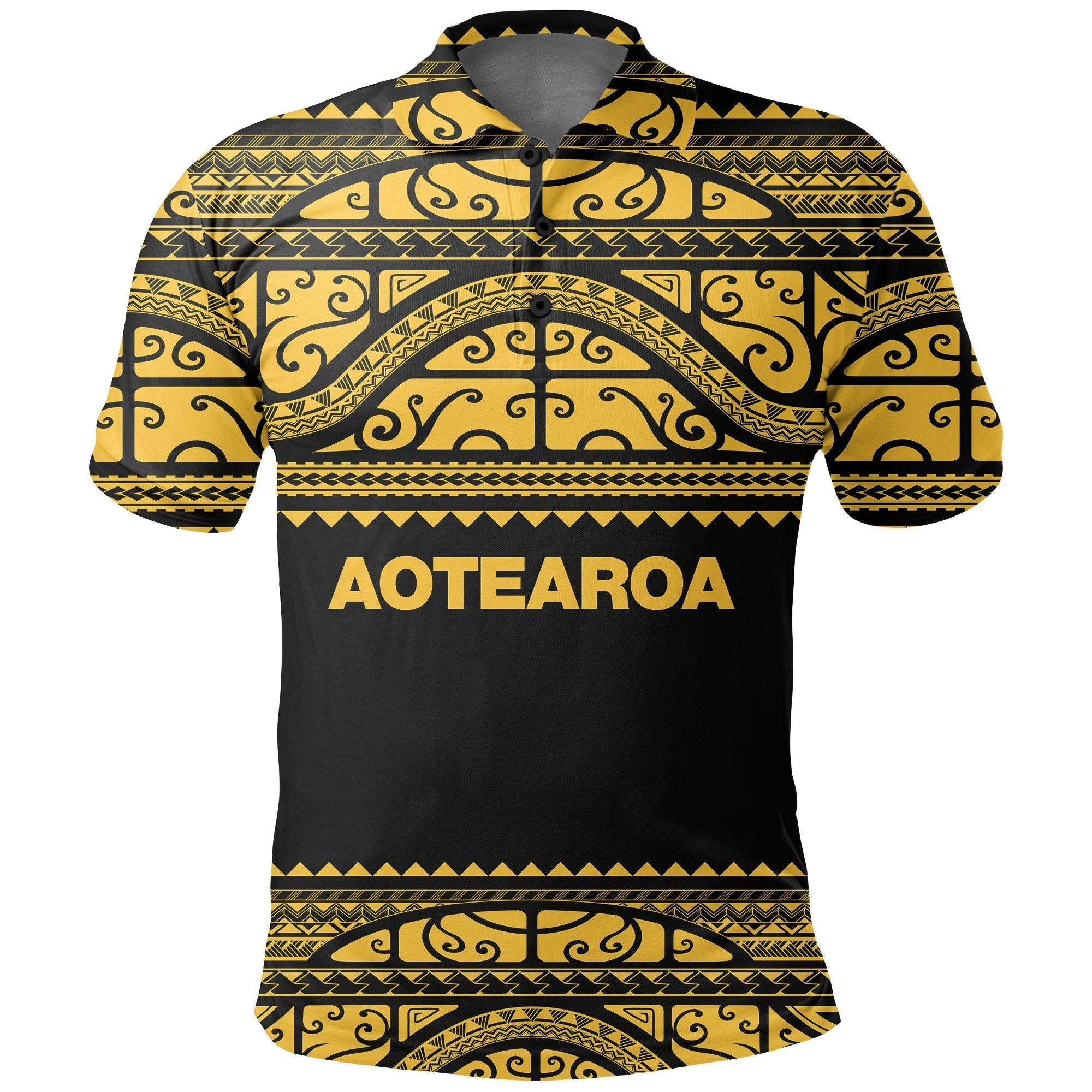 Aotearoa New Zealand Maori Polo Shirt Silver Fern - Yellow - Vibe Hoodie Shop