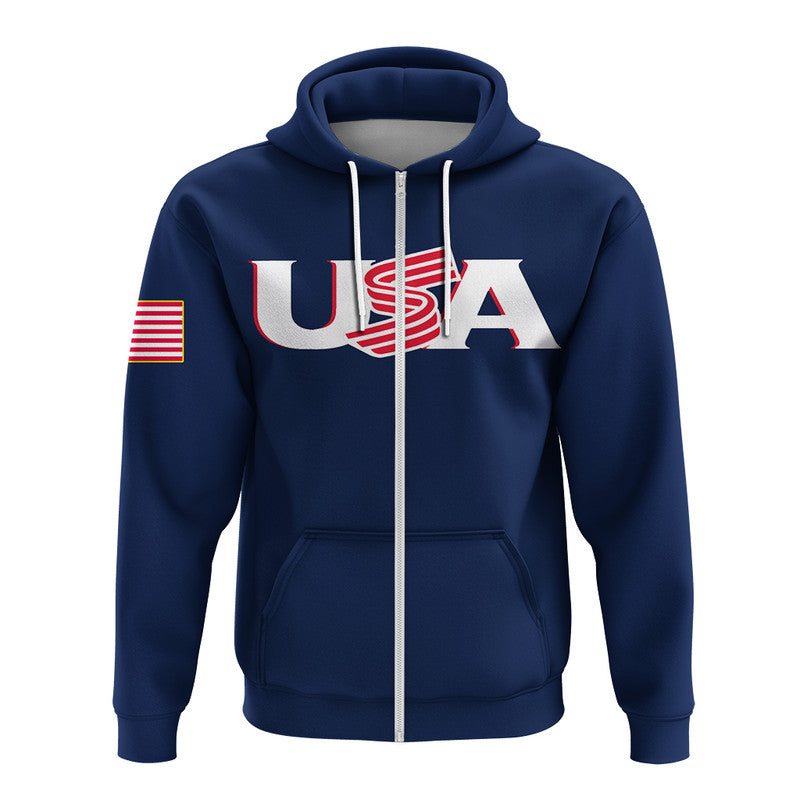 (Custom Personalised And Number) Baseball 2023 USA Hoodie Blue Style LT6 - Vibe Hoodie Shop