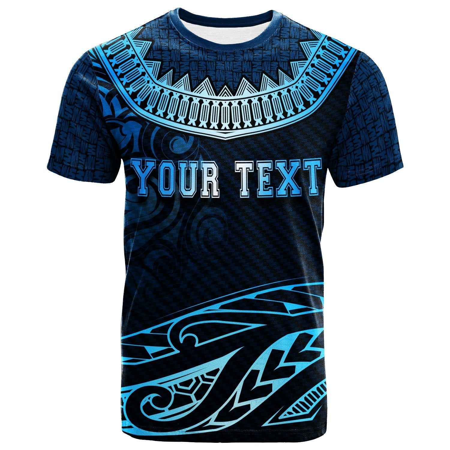 Tokelau Custom Personalised T - Shirt - Serrated Pattern Blue Color - Vibe Hoodie Shop