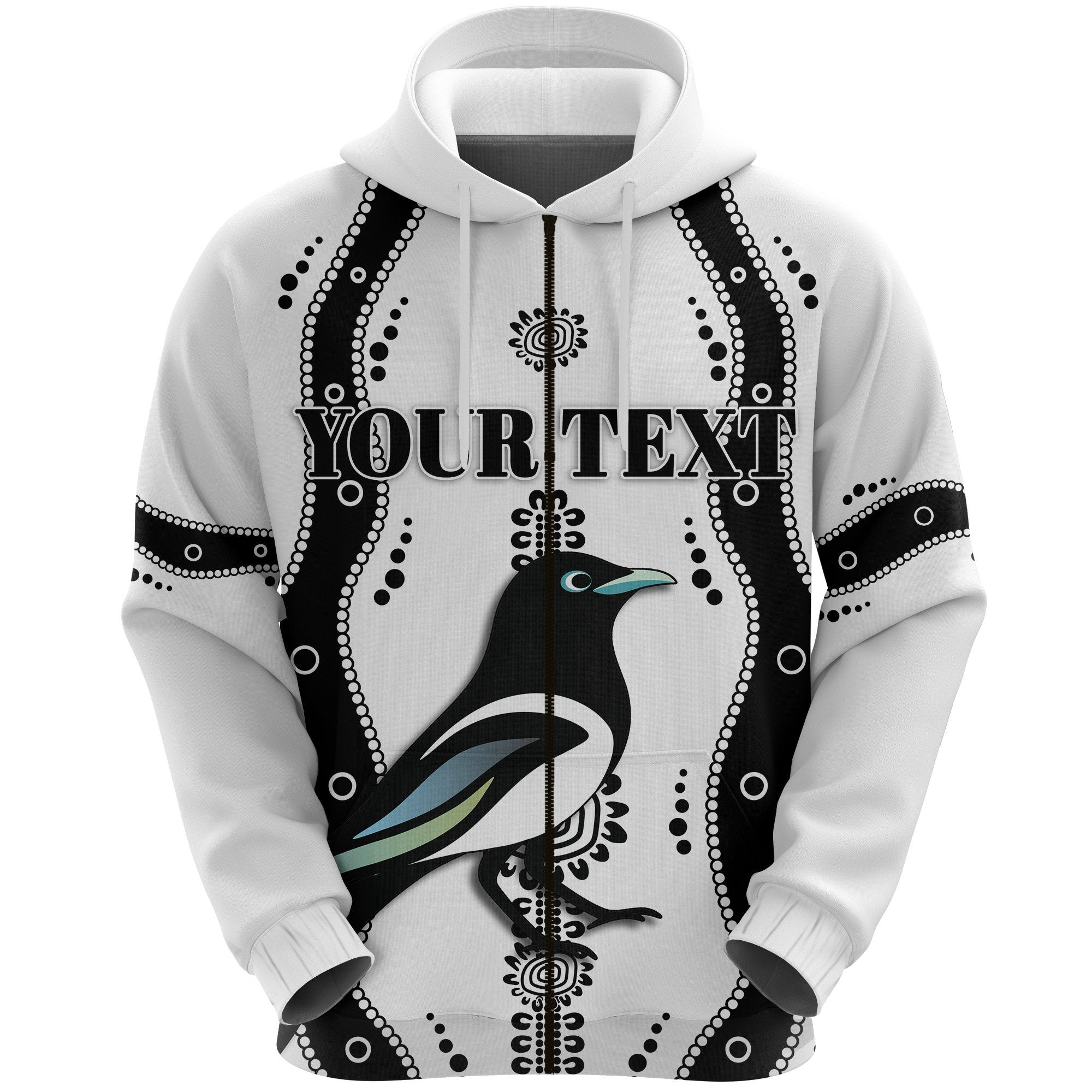 (Custom Personalised) Collingwood Zip Hoodie Pies Indigenous - White - Vibe Hoodie Shop