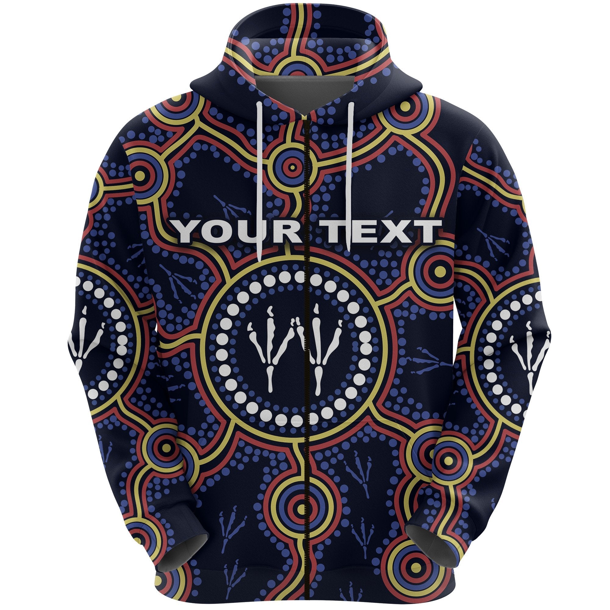 (Custom Personalised) Adelaide Zip Hoodie Indigenous Crows Footprint - Vibe Hoodie Shop