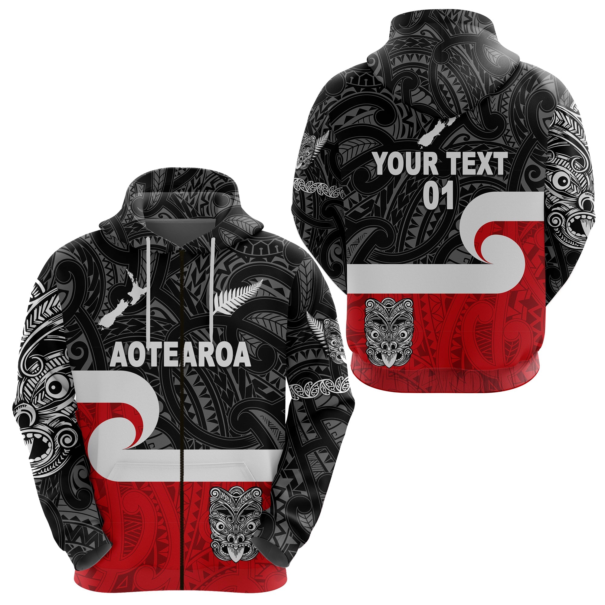 (Custom Personalised) Maori Aotearoa Haka Zip Hoodie New Zealand Simple, Custom Text And Number LT8 - Vibe Hoodie Shop