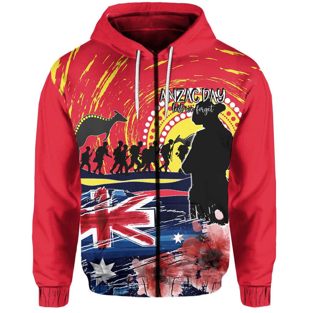 Australia Zip Hoodie ANZAC Day Lest We Forget No.2 - Vibe Hoodie Shop