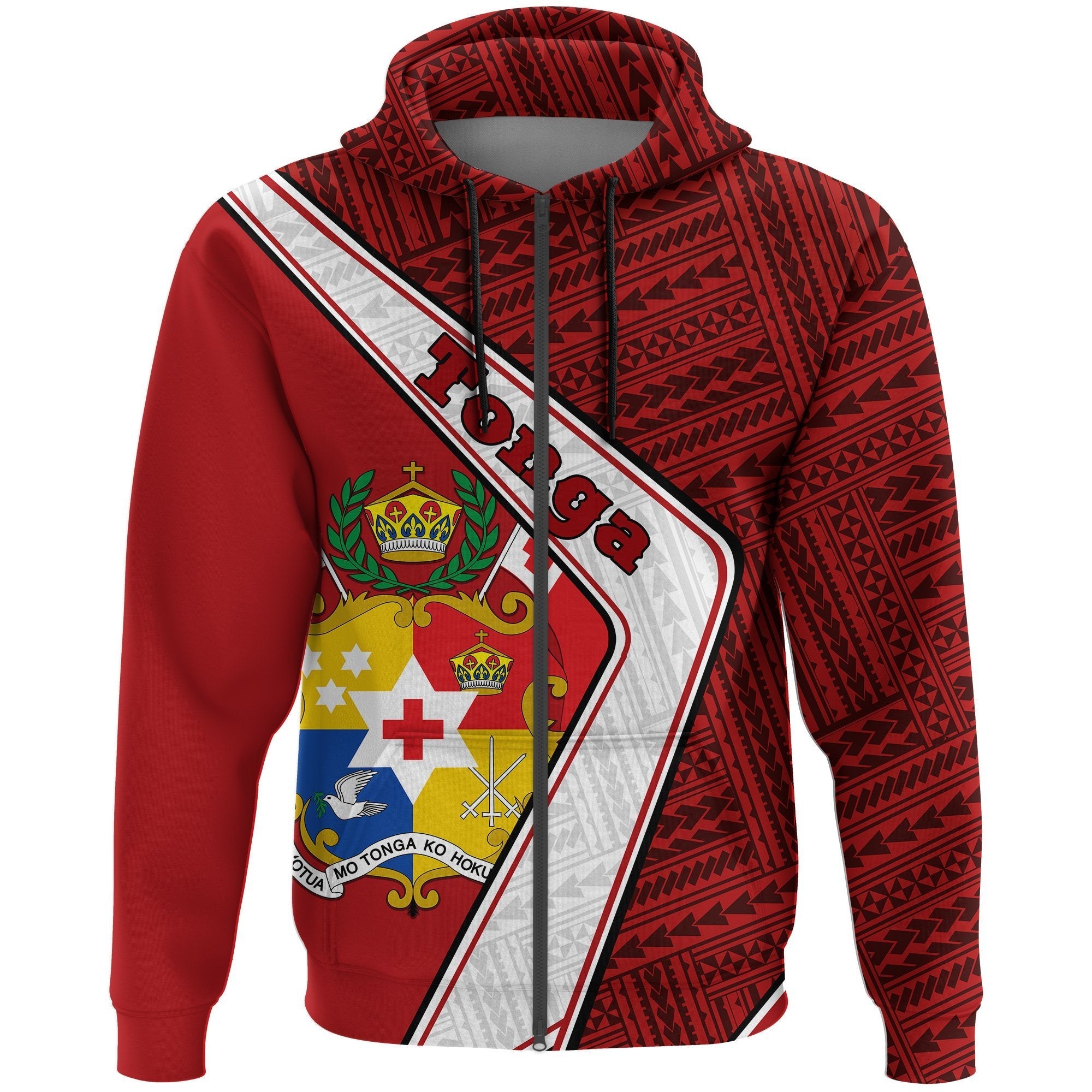 Tonga Zip Hoodie - Polynesian Coat Of Arms - Vibe Hoodie Shop