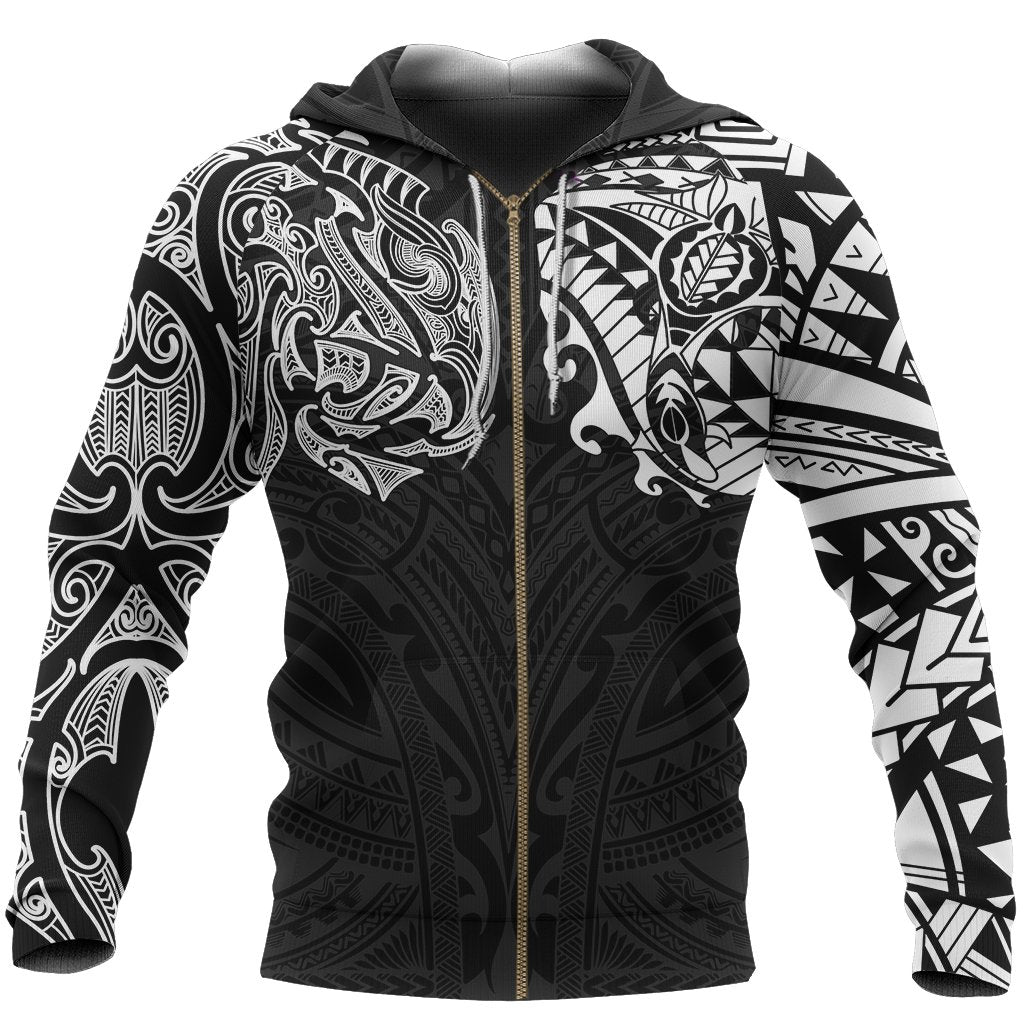 New Zealand Zip Hoodie, Maori Polynesian Tattoo - Vibe Hoodie Shop