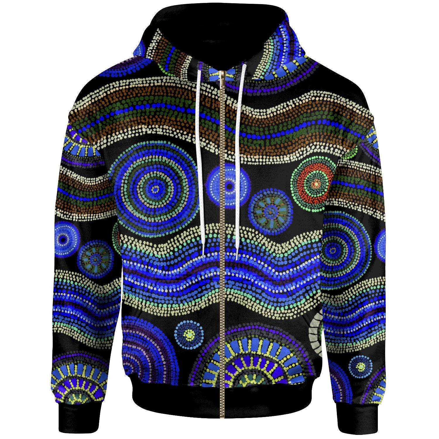 Zip Hoodie - Aboriginal Dot Unique Style Blue - Vibe Hoodie Shop