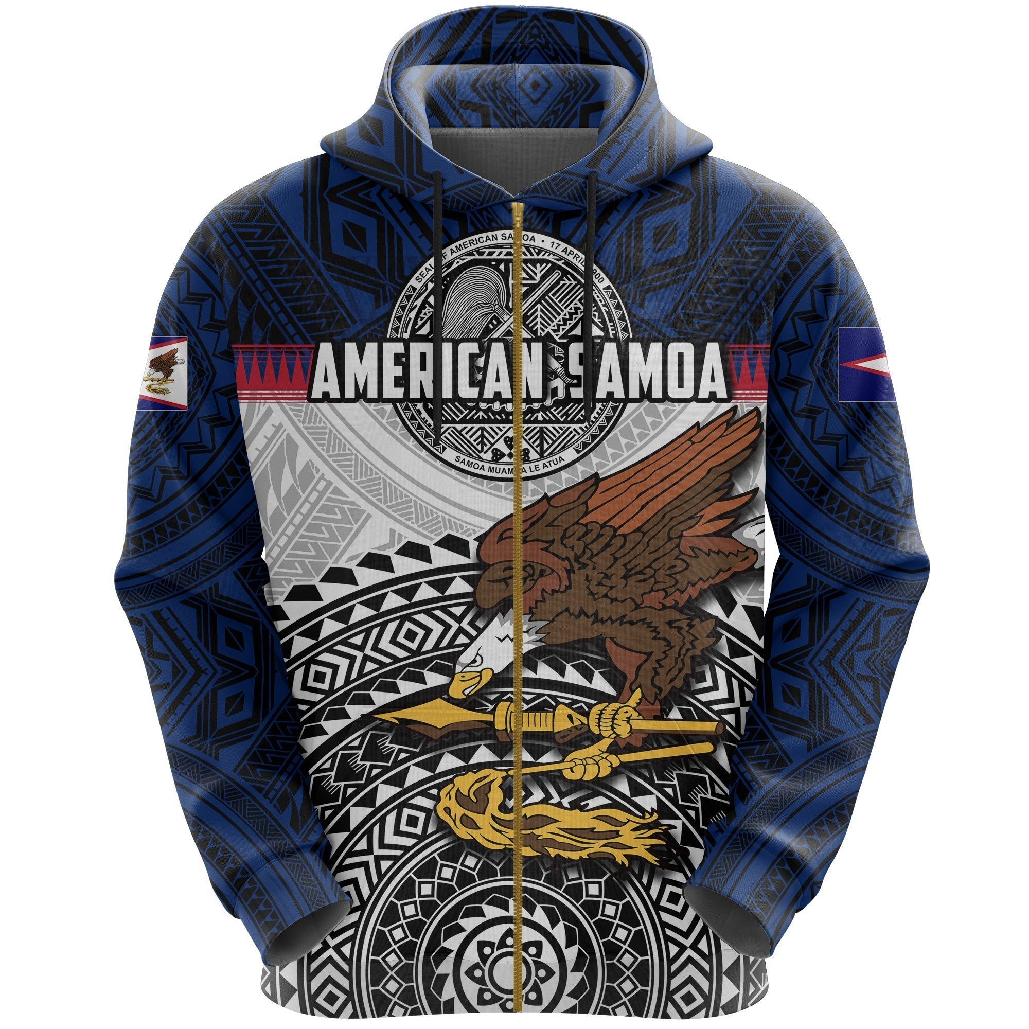 American Samoa All Over Zip Hoodie Polynesian - Vibe Hoodie Shop