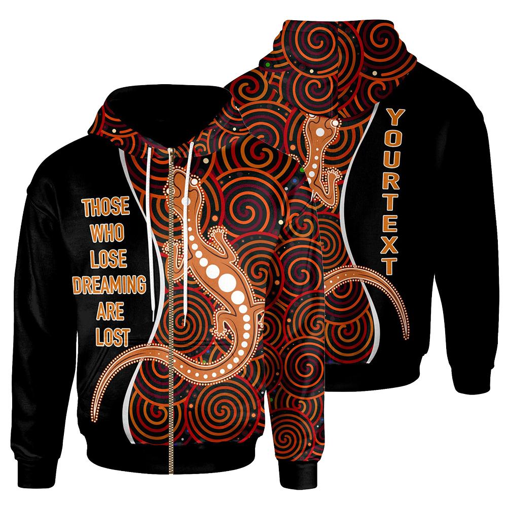 Aboriginal Personalised Zip - Up Hoodie - Indigenous Lizard Dreaming - Vibe Hoodie Shop