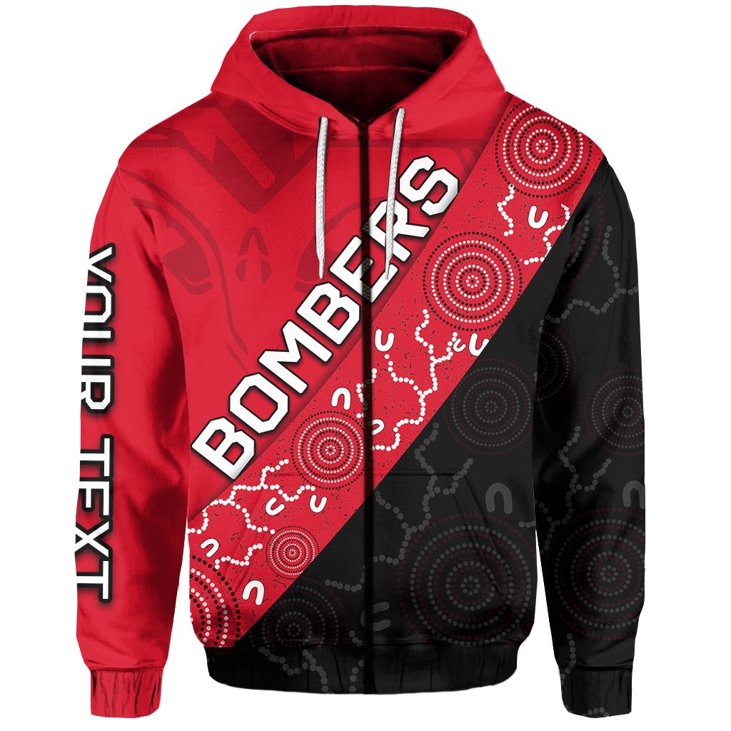 (Custom Personalised) Essendon Bombers Zip Hoodie - Vibe Hoodie Shop