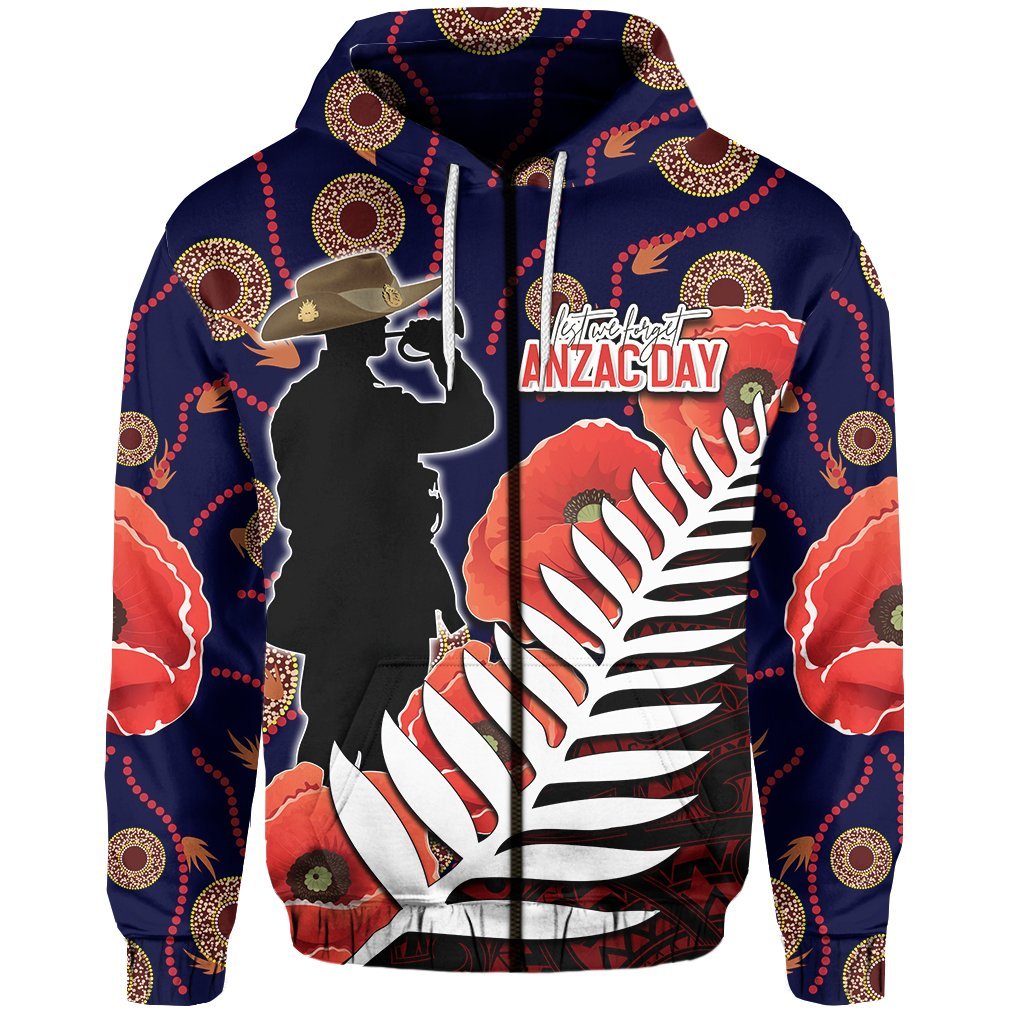 Australia ANZAC Day Zip Hoodie Mix Aboriginal - Vibe Hoodie Shop