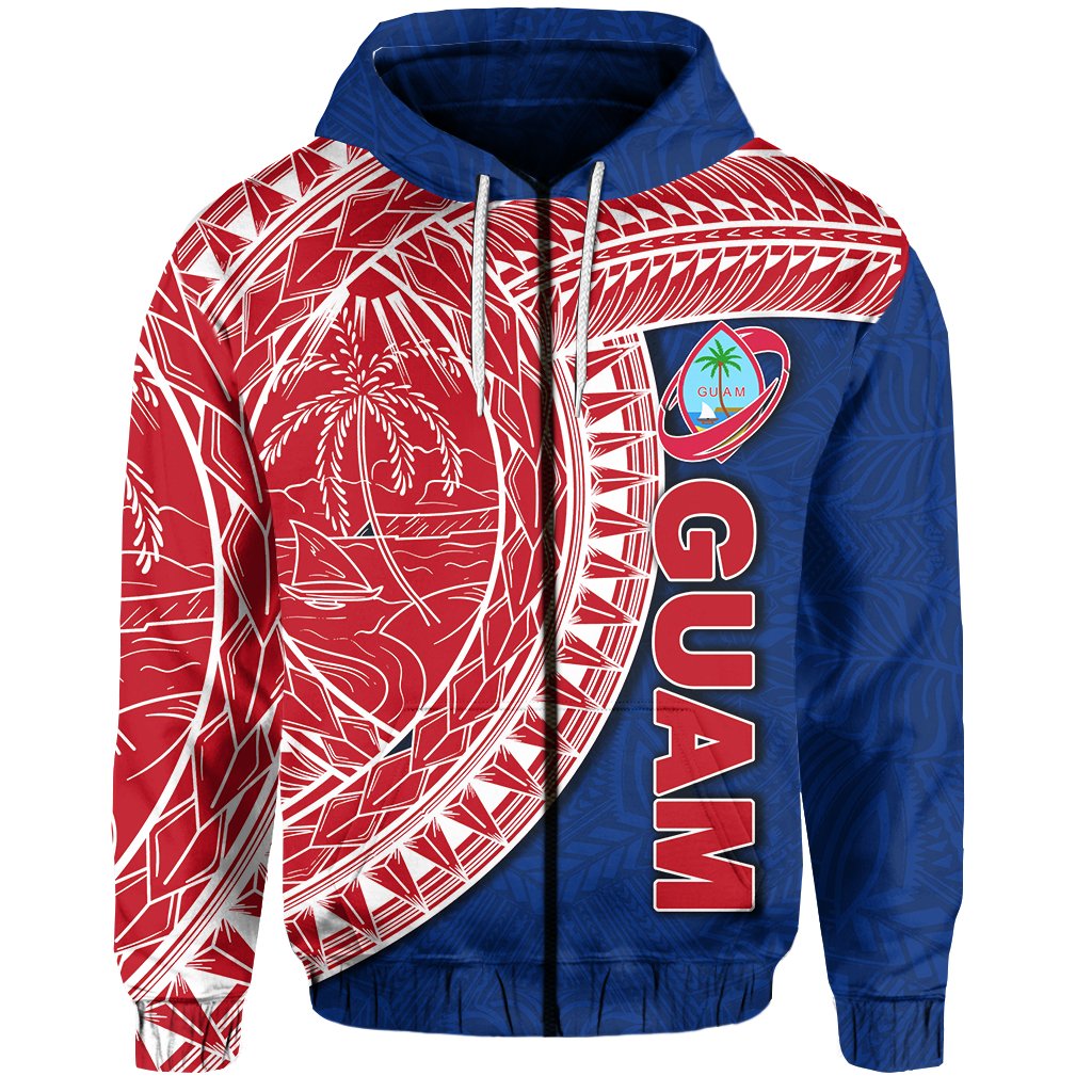 Guam Zip Hoodie Rugby Version Coat Of Arms Polynesian - Vibe Hoodie Shop