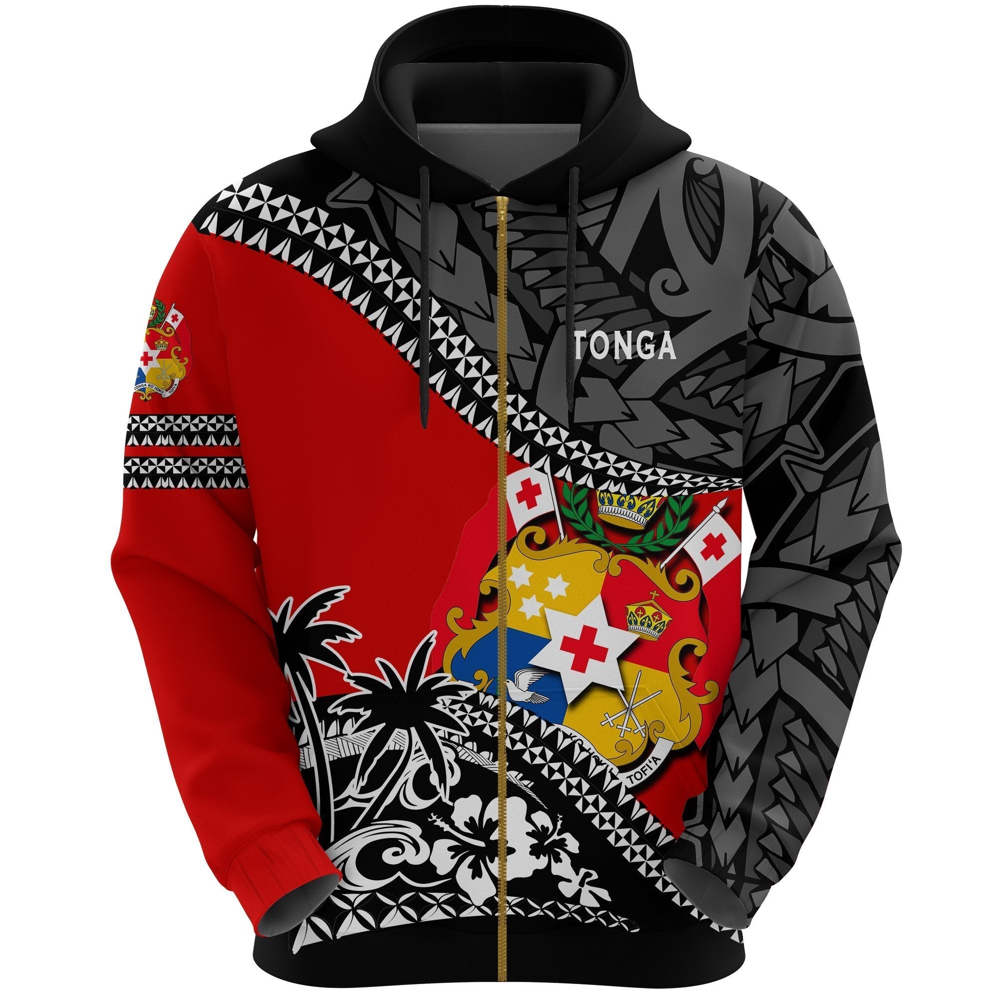 Zip Up Hoodie Tonga Polynesian Style Fall In The Wave - Vibe Hoodie Shop