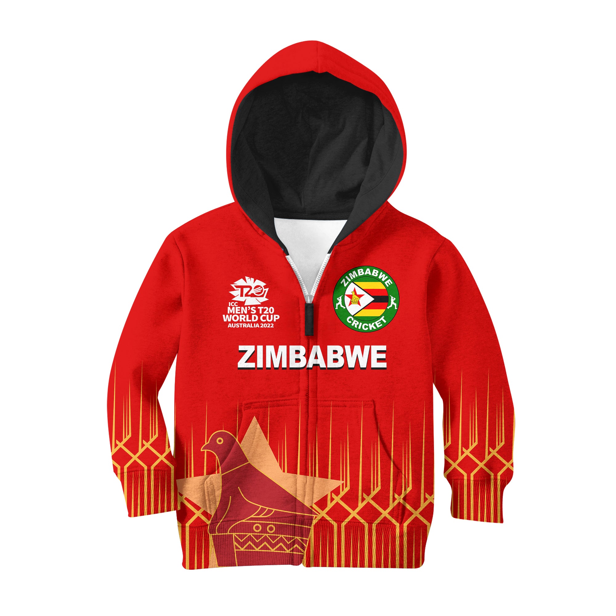 (Custom Personalised And Number) Zimbabwe Cricket Men's T20 World Cup Hoodie KID - Vibe Hoodie Shop