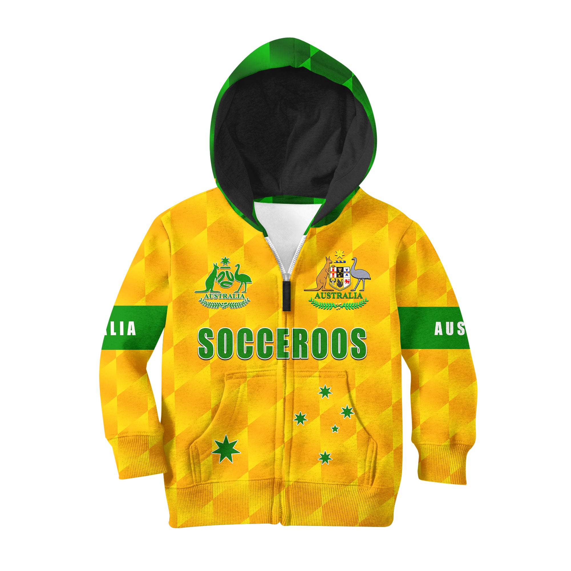 (Custom Personalised And Number) Australia Soccer Hoodie KID Socceroos Vibe Style - Vibe Hoodie Shop