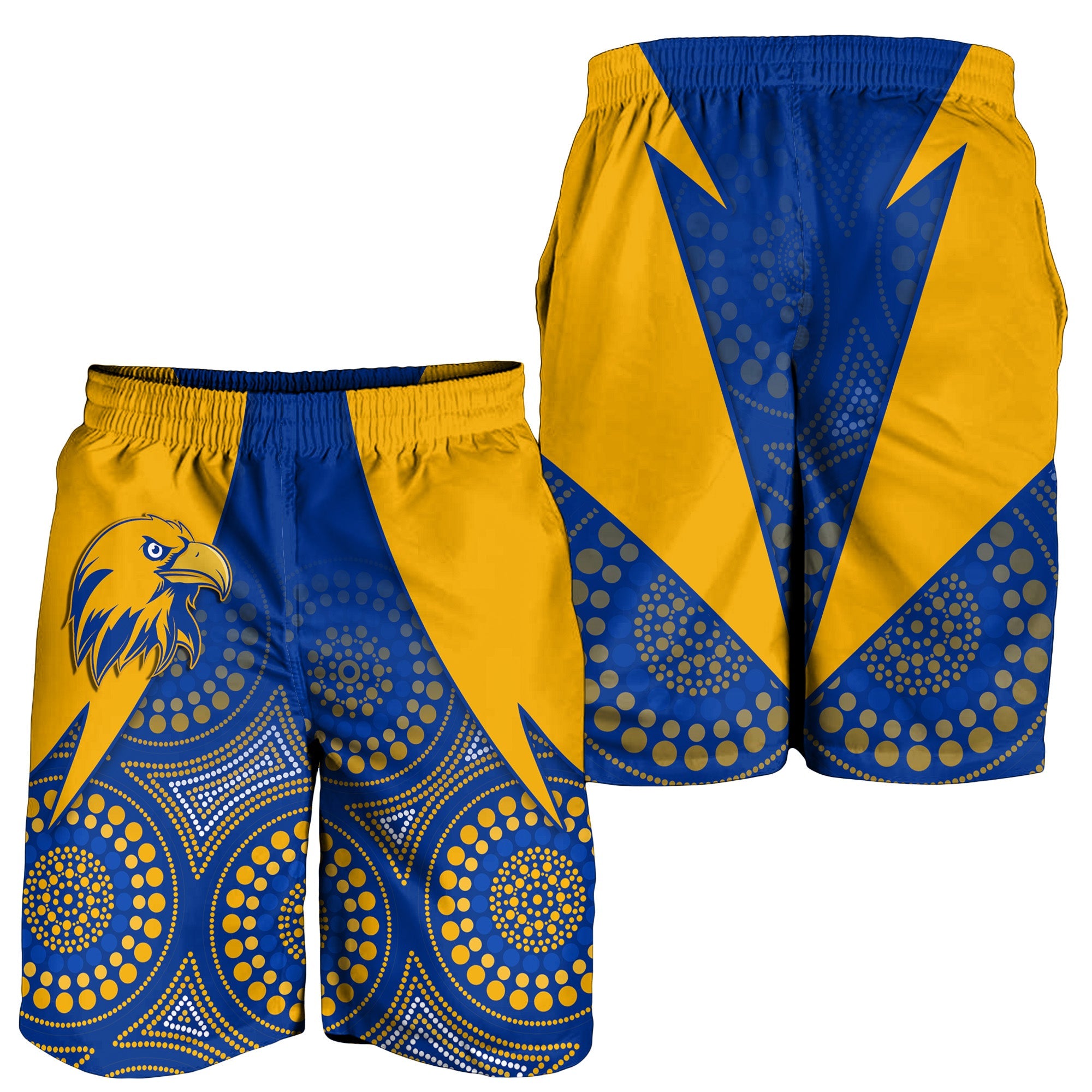 Eagles Indigenous Men Shorts West Coast 2021 Version Gold - Vibe Hoodie Shop